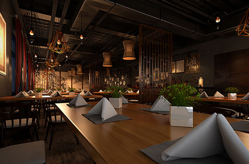 新盈镇简约大气中式风格餐厅设计装修效果图