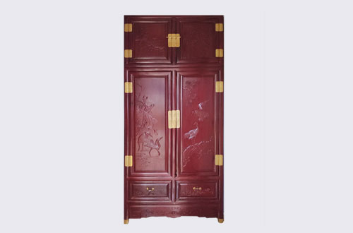 新盈镇高端中式家居装修深红色纯实木衣柜